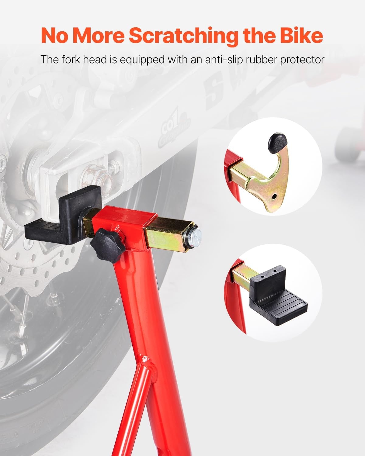 image:imageVEVOR Motorcycle Rear Wheel Stand 850 LBS Load Capacity Heavy Duty Rear Wheel Stand with U L Fork Swingarm Spool Adjustabe Motorcycle Lift Jack Stand for Suzuki Yamaha Honda Kawasaki RedRed