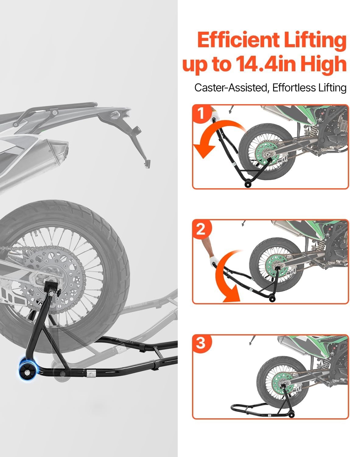 image:imageVEVOR Motorcycle Rear Wheel Stand 850 LBS Load Capacity Heavy Duty Rear Wheel Stand with U L Fork Swingarm Spool Adjustabe Motorcycle Lift Jack Stand for Suzuki Yamaha Honda Kawasaki RedBlack