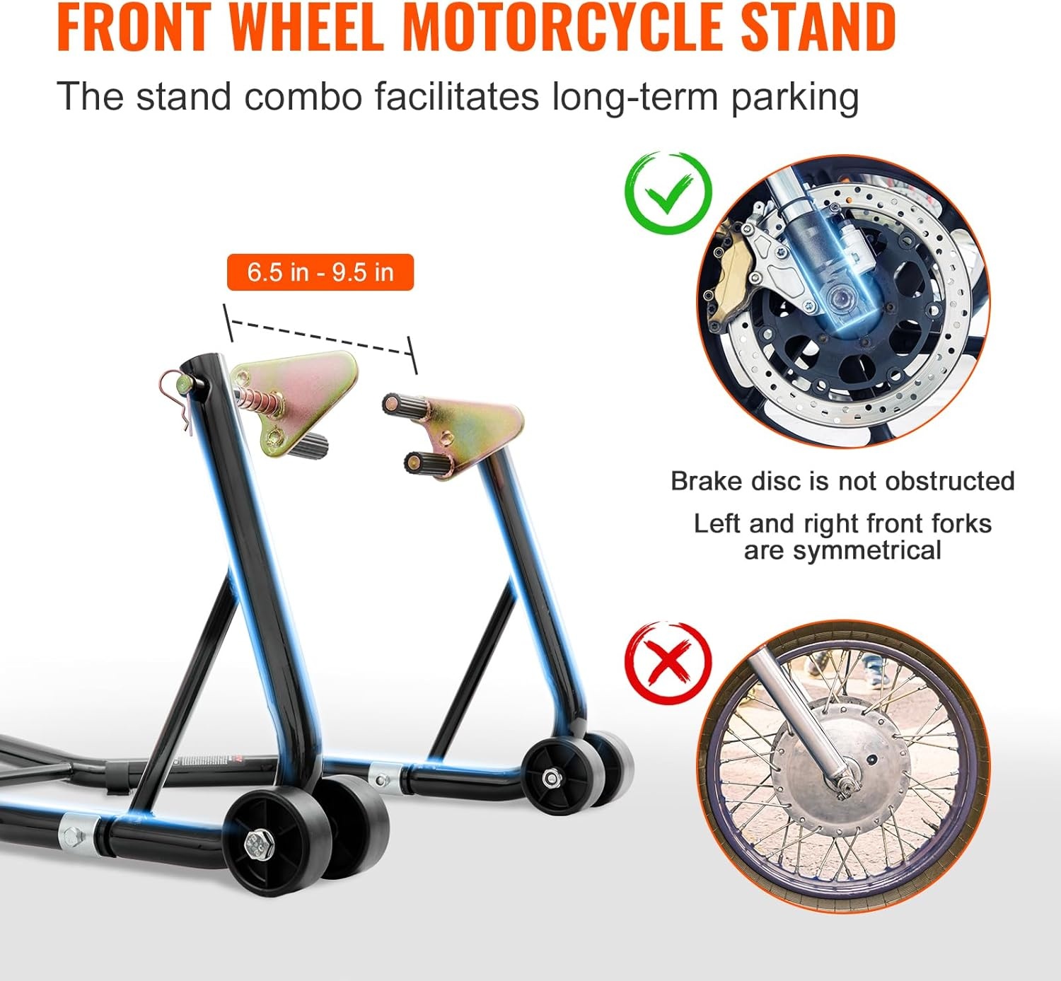 image:imageVEVOR Motorcycle Rear Wheel Stand 850 LBS Load Capacity Heavy Duty Rear Wheel Stand with U L Fork Swingarm Spool Adjustabe Motorcycle Lift Jack Stand for Suzuki Yamaha Honda Kawasaki RedBlack