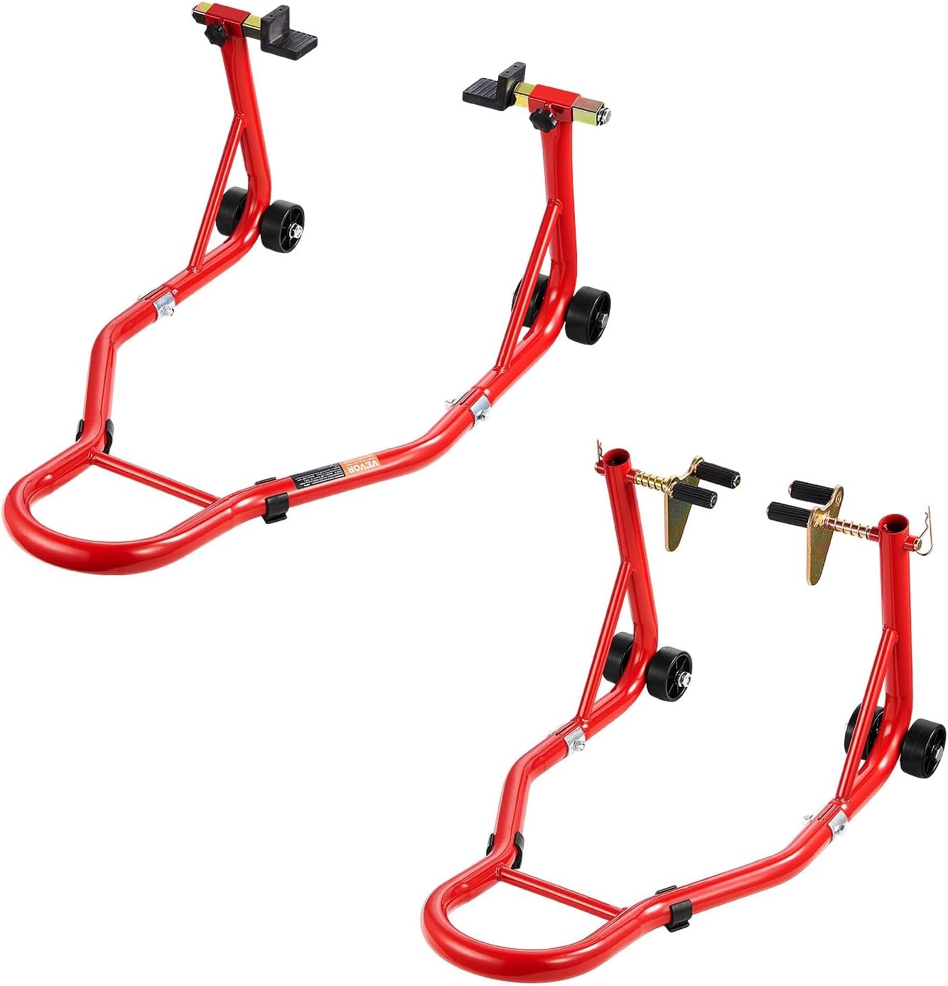 image:imageVEVOR Motorcycle Rear Wheel Stand 850 LBS Load Capacity Heavy Duty Rear Wheel Stand with U L Fork Swingarm Spool Adjustabe Motorcycle Lift Jack Stand for Suzuki Yamaha Honda Kawasaki RedRed