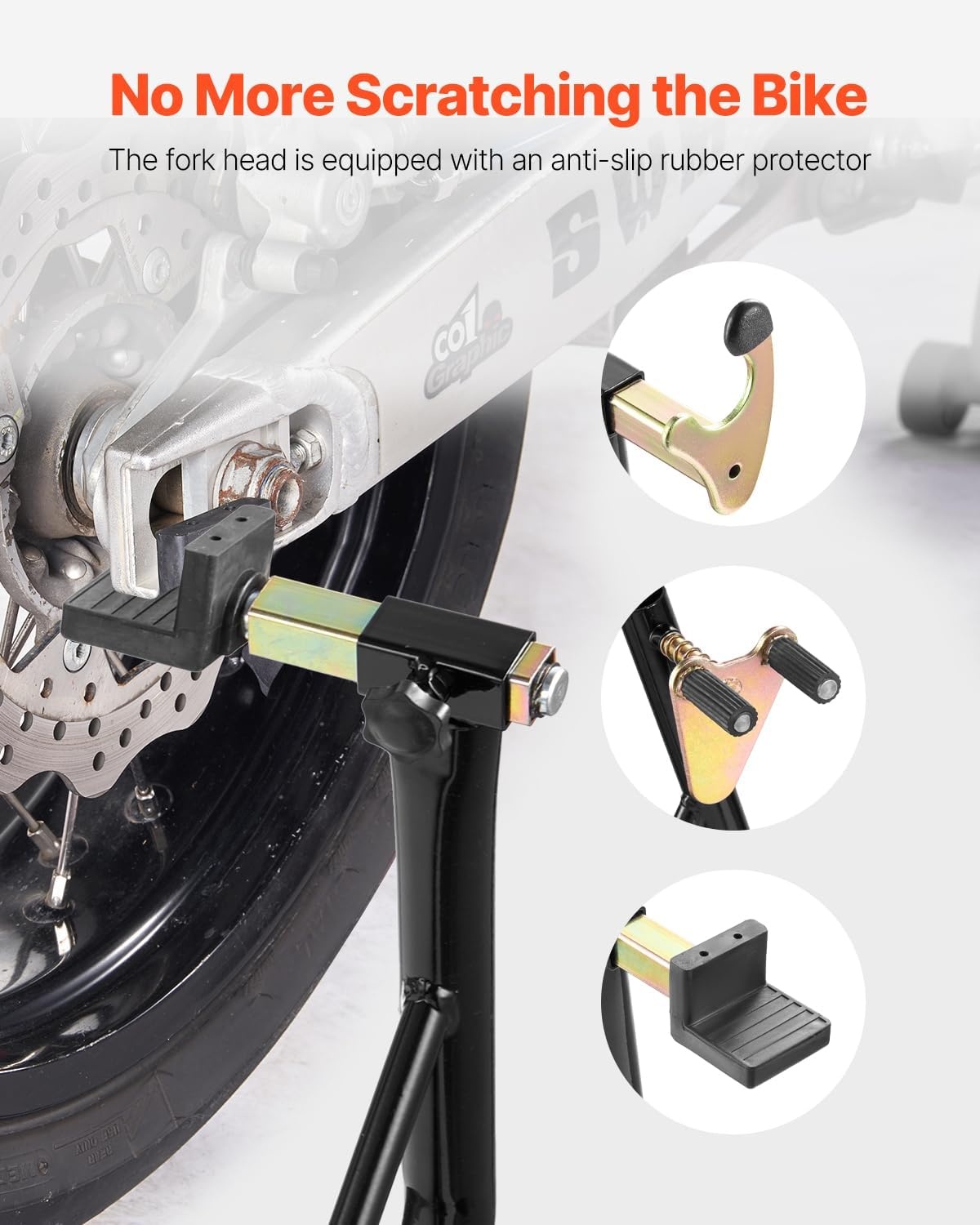 image:imageVEVOR Motorcycle Stand Lift 1100lbs Capacity Front Rear Combo Stand Lift Front Wheel DualFork Stands Rear UL Fork Swingarm Spool Stands for Most Yamaha Honda Kawasaki Suzuki Motorcycles Black