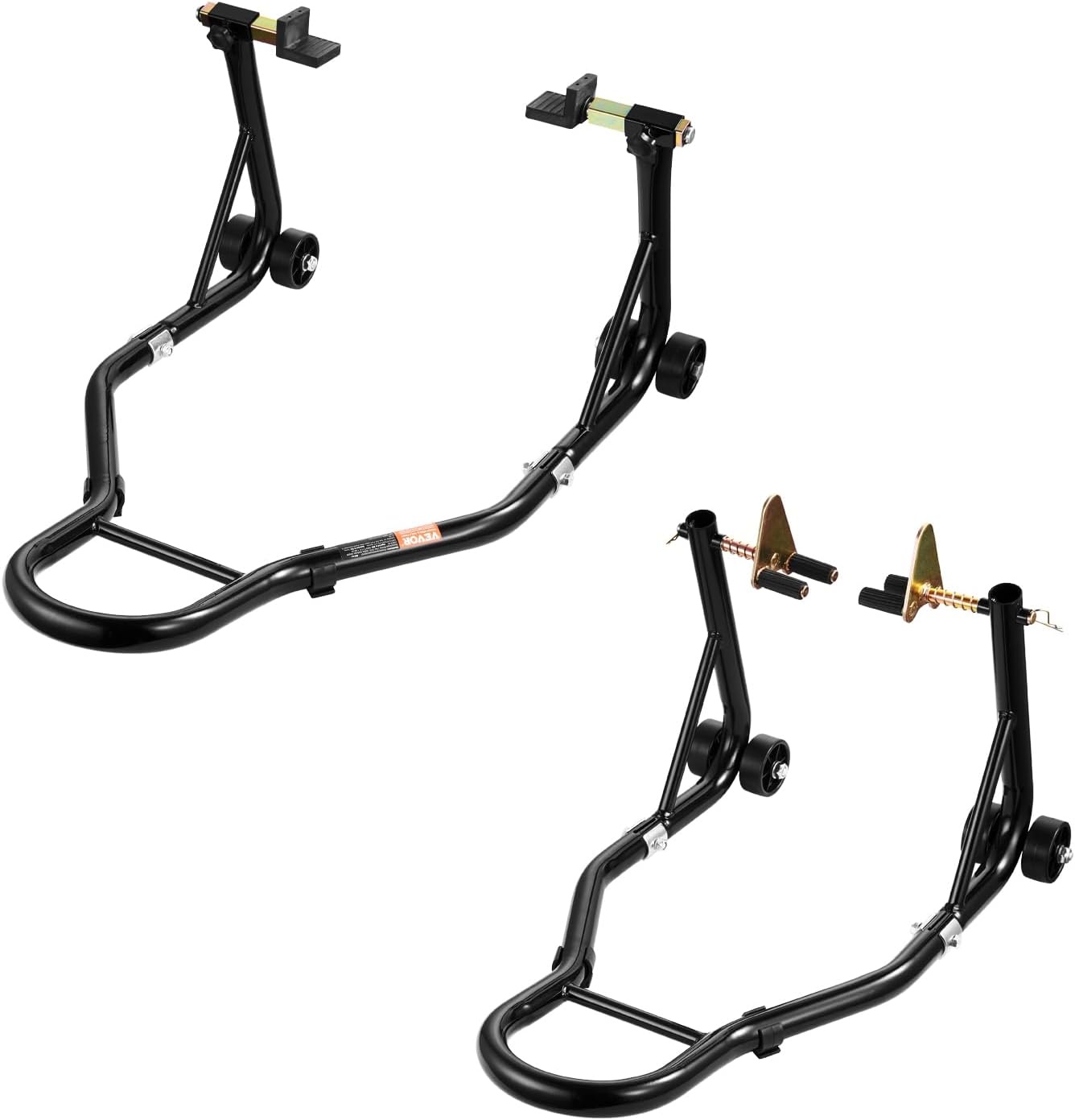 image:imageVEVOR Motorcycle Stand Lift 1100lbs Capacity Front Rear Combo Stand Lift Front Wheel DualFork Stands Rear UL Fork Swingarm Spool Stands for Most Yamaha Honda Kawasaki Suzuki Motorcycles Black