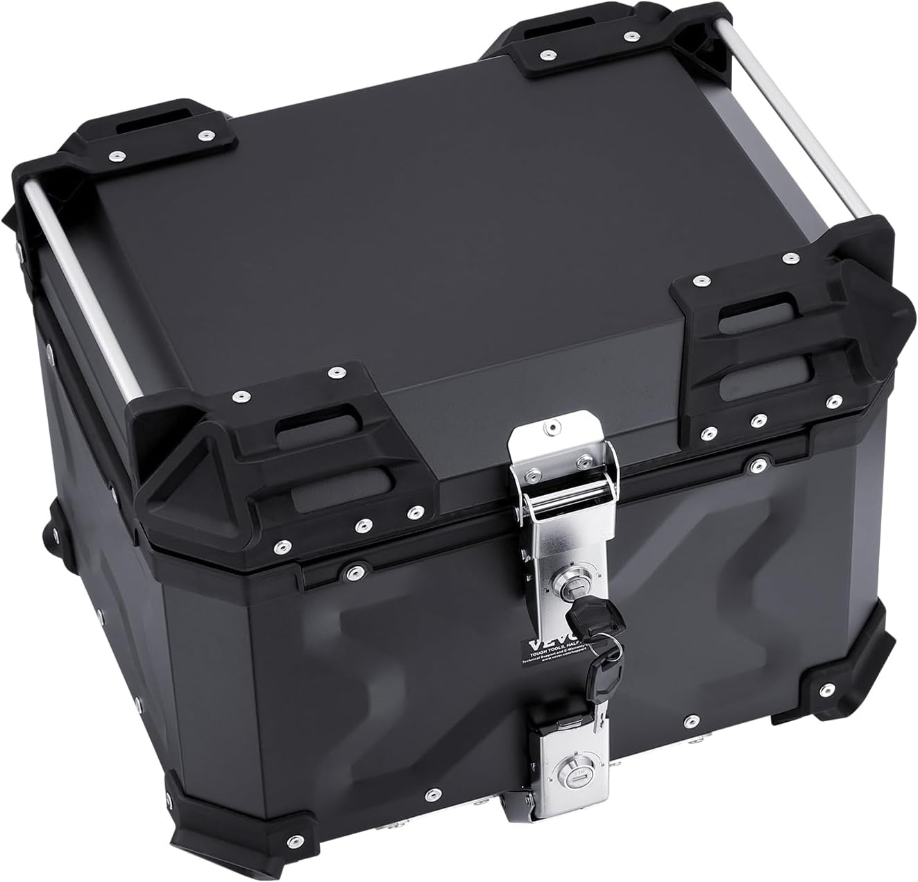 image:imageVEVOR Motorcycle Top Case Universal Aluminum Alloy Motorbike Tail Box with Leather Lining Waterproof Detachable Motorcycle Top Box with Lock amp Back Cushion 65LB