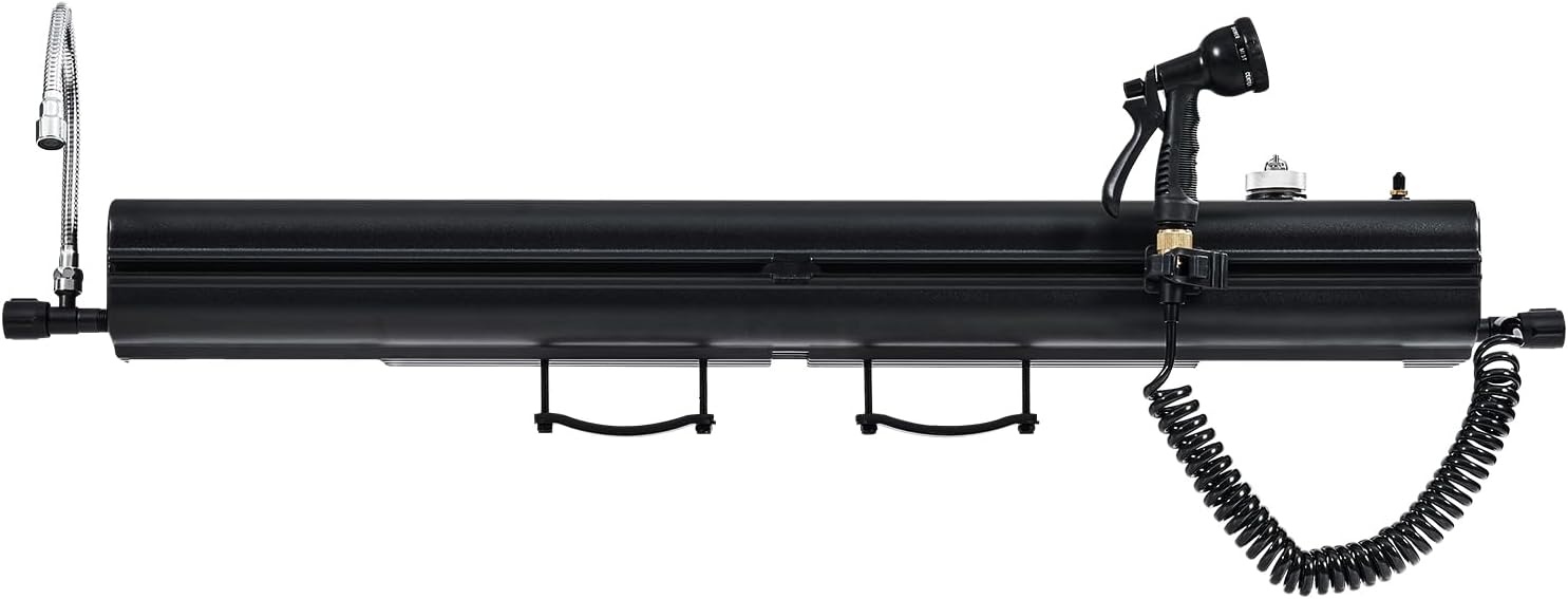 image:imageVEVOR Pressurized Water Tank Lightweight Aluminum MetalMultiDispensing Outdoor Roof Rack Water Tank with 2 SplashGuard PanelsVersatile Nozzle with Pressurization PortFit for Trunks45 Gal