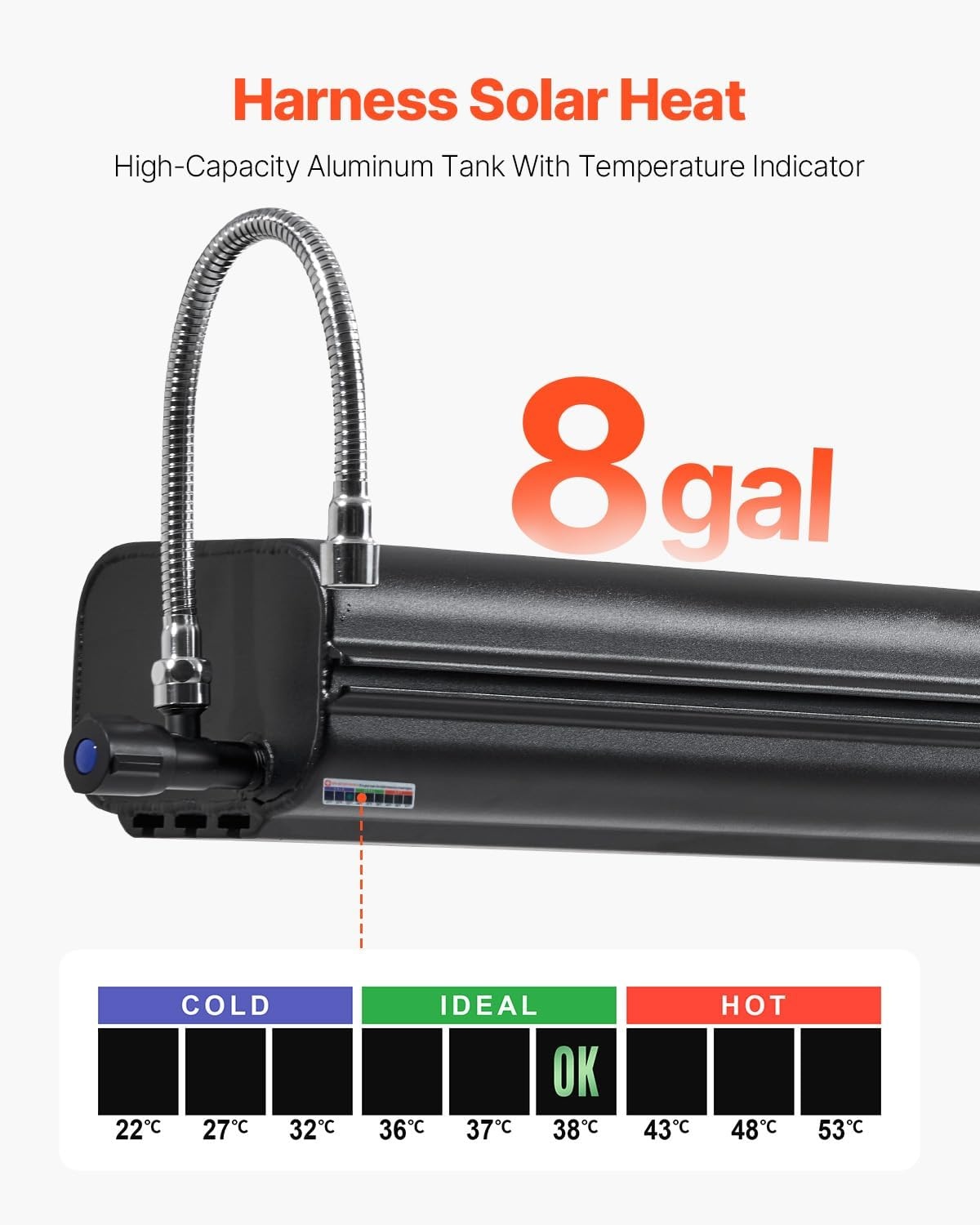 image:imageVEVOR Pressurized Water Tank Lightweight Aluminum MetalMultiDispensing Outdoor Roof Rack Water Tank with 2 SplashGuard PanelsVersatile Nozzle with Pressurization PortFit for Trunks8 Gal