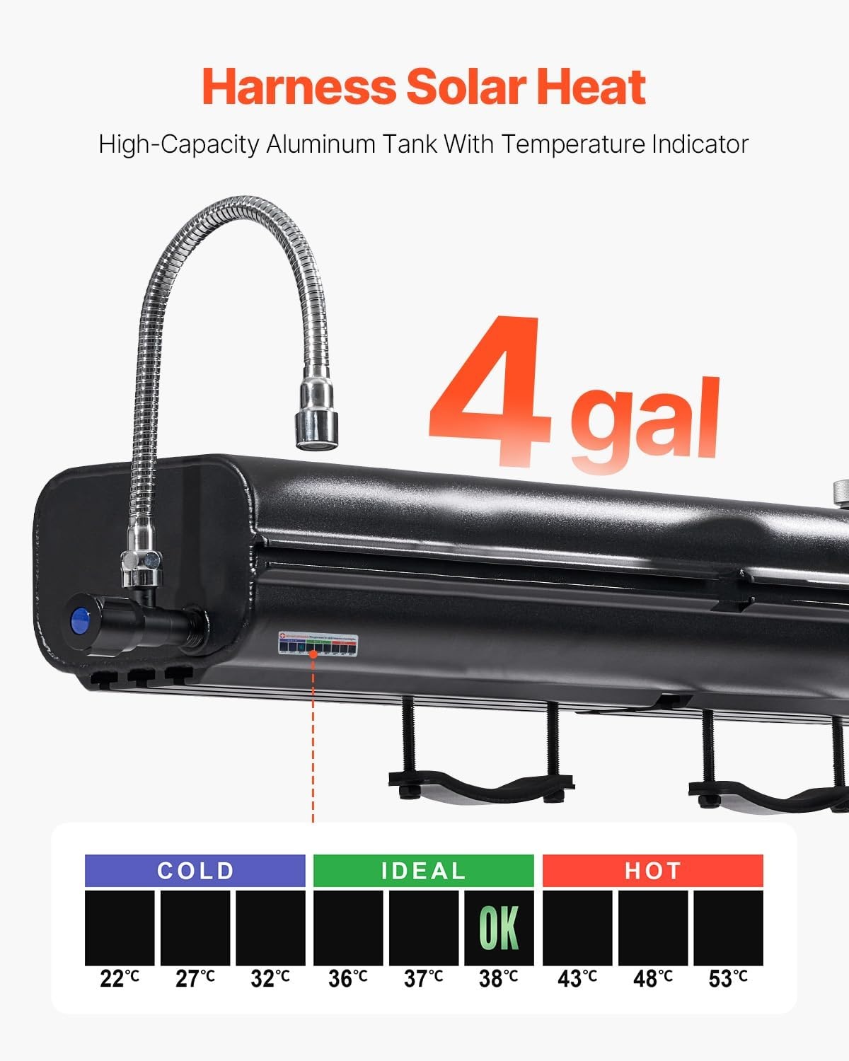 image:imageVEVOR Pressurized Water Tank Lightweight Aluminum MetalMultiDispensing Outdoor Roof Rack Water Tank with 2 SplashGuard PanelsVersatile Nozzle with Pressurization PortFit for Trunks4 Gal