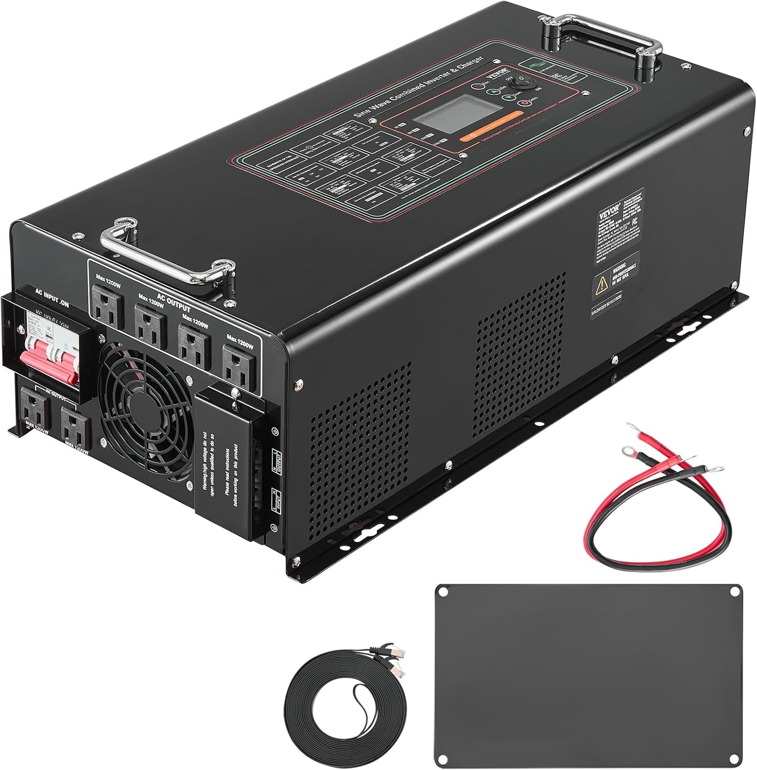 image:imageVEVOR Pure Sine Wave Inverter Charger 6000 Watt DC 24V to AC 120V Battery Charger with LCD Display Remote Control Solar Inverter for OffGrid Solar RV Boat Home Compatible with Various BatteriesBlack