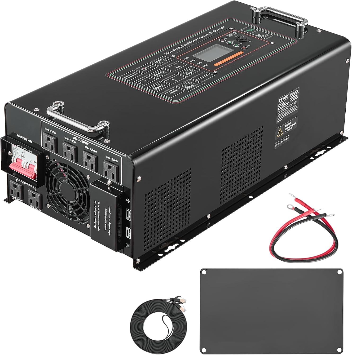 image:imageVEVOR Pure Sine Wave Inverter Charger 6000 Watt DC 24V to AC 120V Battery Charger with LCD Display Remote Control Solar Inverter for OffGrid Solar RV Boat Home Compatible with Various BatteriesBlack