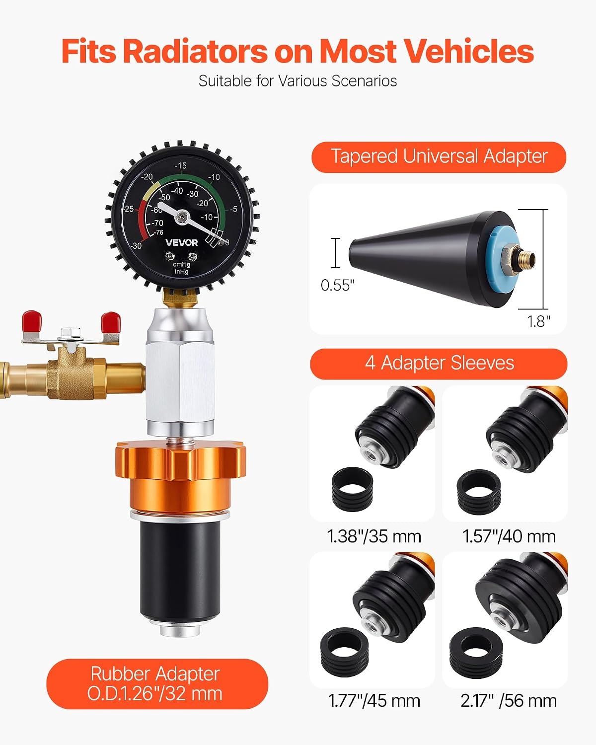 image:imageVEVOR Radiator Vacuum Refill Kit Automotives Cooling System Vacuum amp Purge Fill Tool with Gauge Portable Radiator Coolant Filling Kit with Toolbox Universal Fit for Most Cars Vans SUVs and Trucks