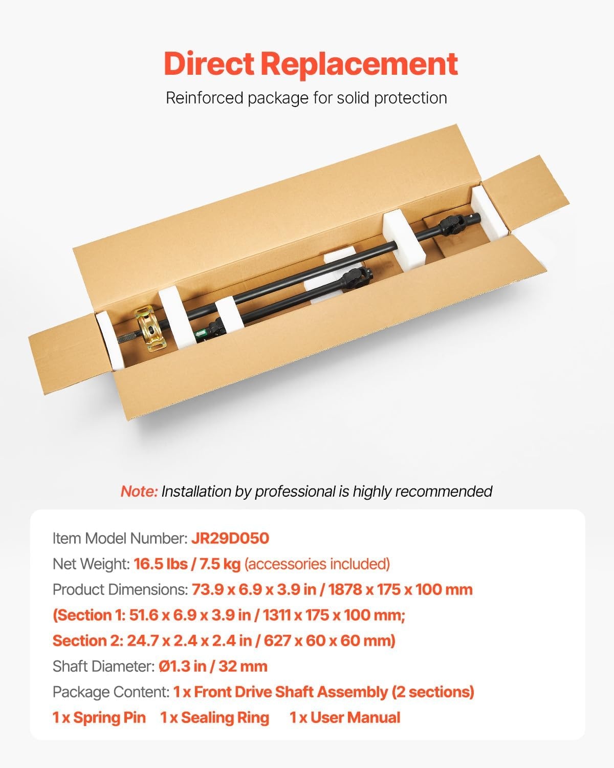 image:imageVEVOR Rear Drive Shaft 830841 Prop Shaft Driveshaft Assembly Compatible with 19972001 Honda CRV 20L L4 4WD Replace 936003 654002 40100S10A01 40100S10003 936003 654002RPPO09006 1333350 1333424