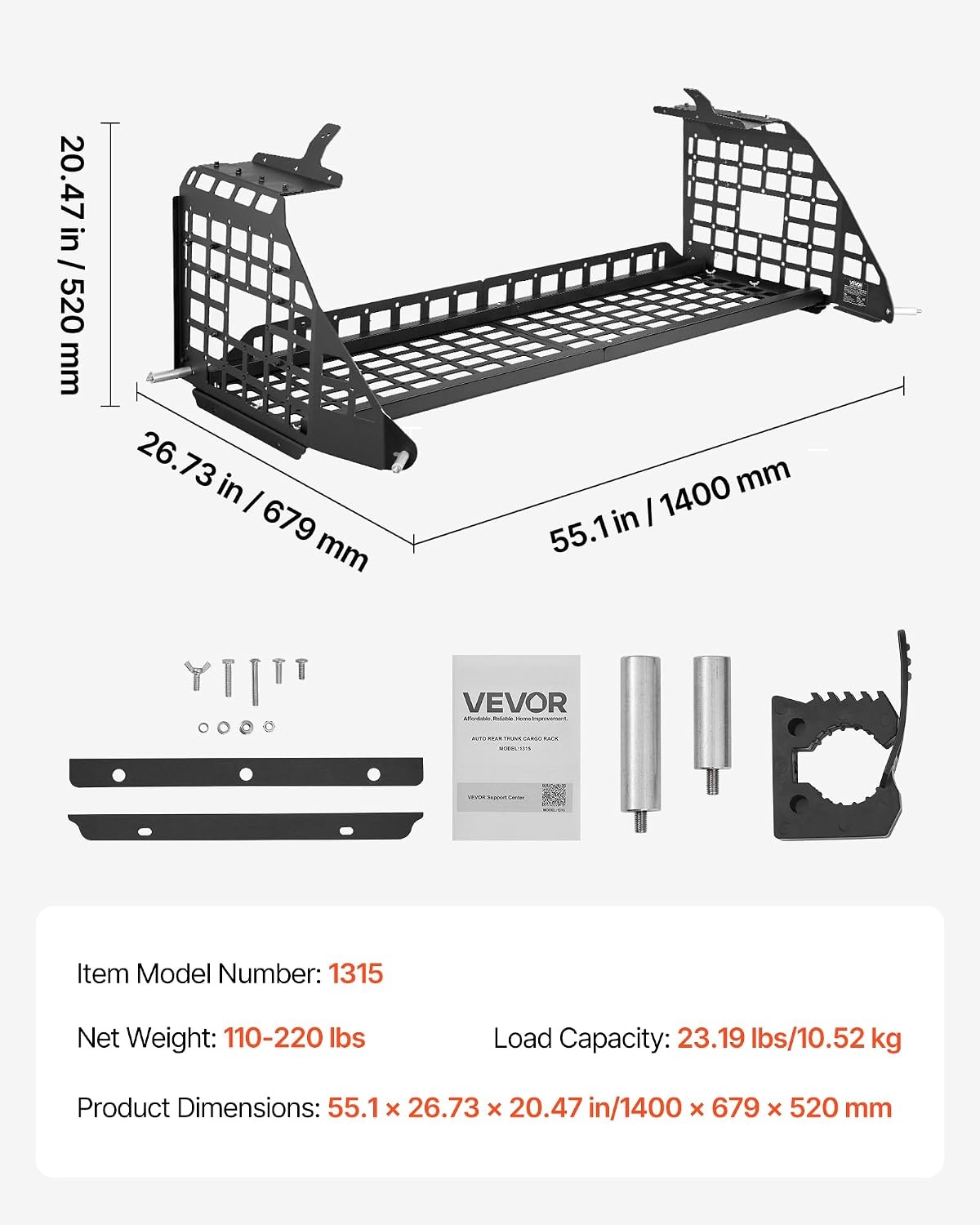 image:imageVEVOR Rear Trunk Cargo Rack for 20102024 Toyota 4Runner 220 lbs Capacity Aluminum Alloy Basket Tray Interior Storage Luggage Carrier Adjustable Height Shelf Stand Organizer for Camping Trip Gear