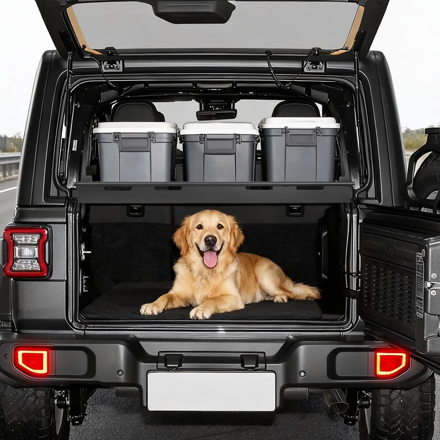 image:imageVEVOR Rear Trunk Cargo Rack with Net 20182024 Jeep Wrangler JLU Sky OneTouch Power Top 4 Door Hardtops 300 lbs Carbon Steel Basket Tray Interior Storage Luggage CarrierJeep JLU20182024