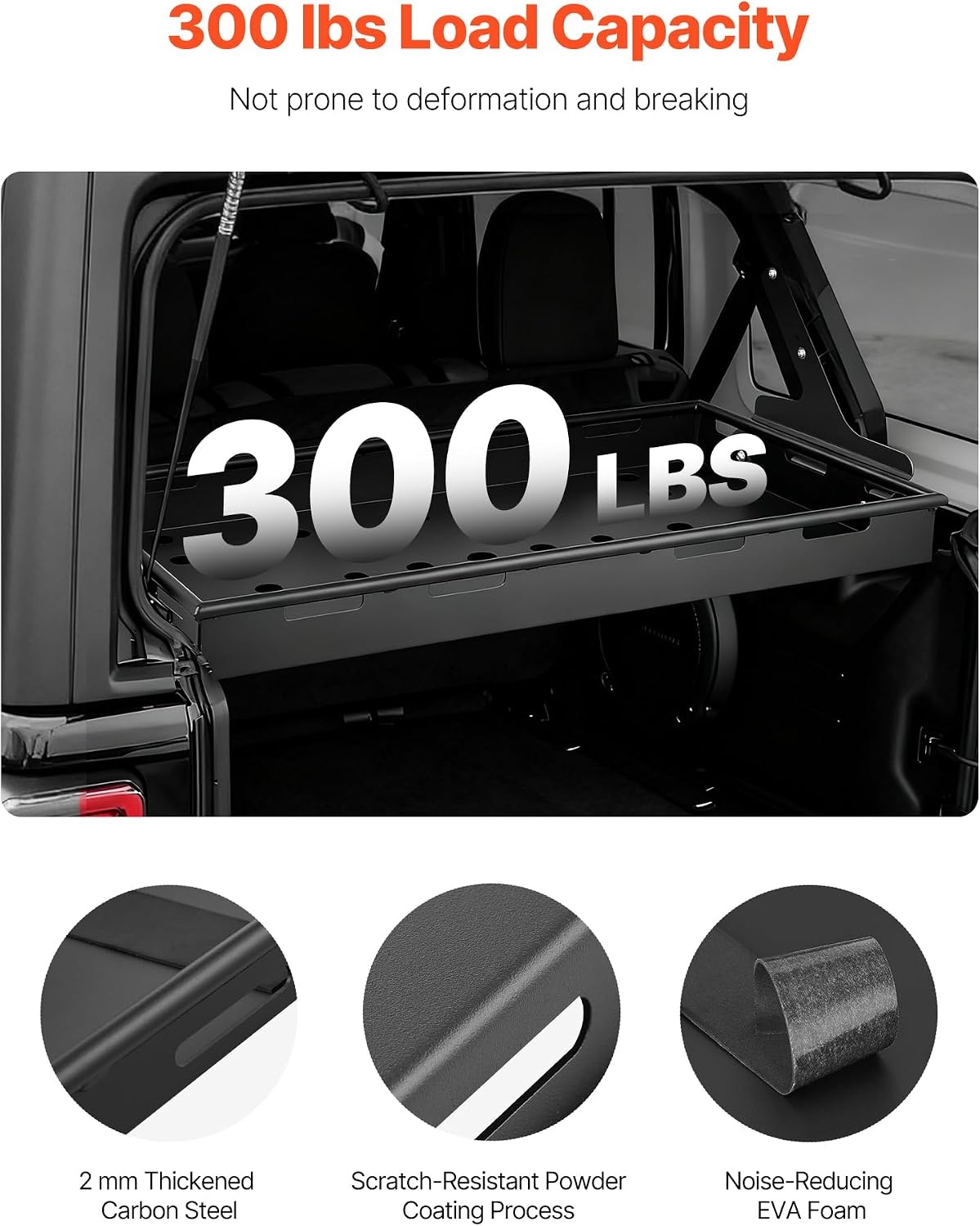 image:imageVEVOR Rear Trunk Cargo Rack with Net 20182024 Jeep Wrangler JLU Sky OneTouch Power Top 4 Door Hardtops 300 lbs Carbon Steel Basket Tray Interior Storage Luggage CarrierJeep JLU20182024
