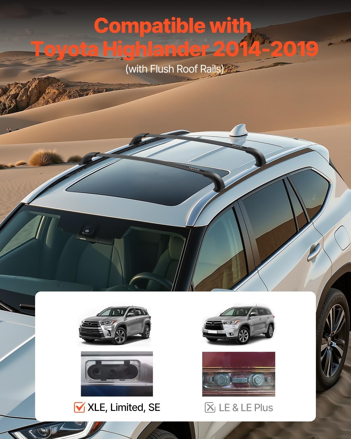 image:imageVEVOR Roof Rack Cross Bars Compatible with Toyota RAV4 20202023 160lbs Load Capacity Aluminum AntiRust Crossbars with Locks Rooftop Cargo Bag Luggage Carrier Not Fit for AdventureTRD OffRoadfor Toyota Highlander