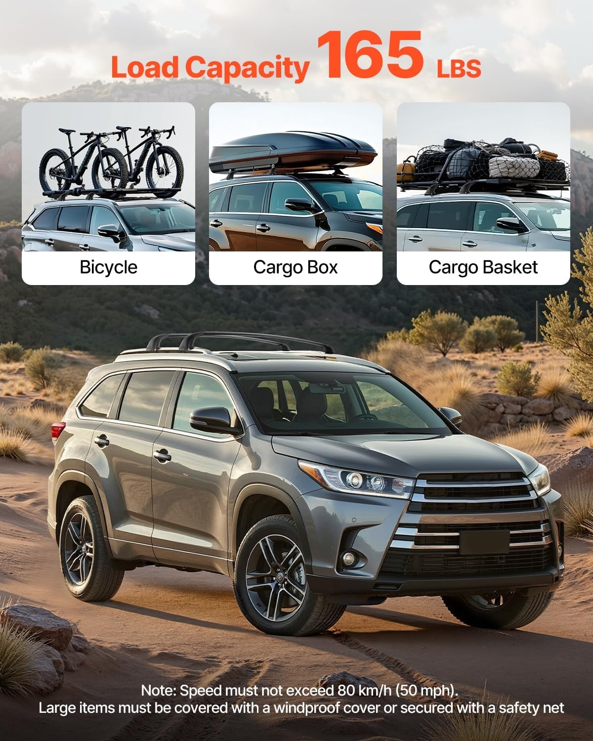 image:imageVEVOR Roof Rack Cross Bars Compatible with Toyota RAV4 20202023 160lbs Load Capacity Aluminum AntiRust Crossbars with Locks Rooftop Cargo Bag Luggage Carrier Not Fit for AdventureTRD OffRoadfor Toyota Highlander