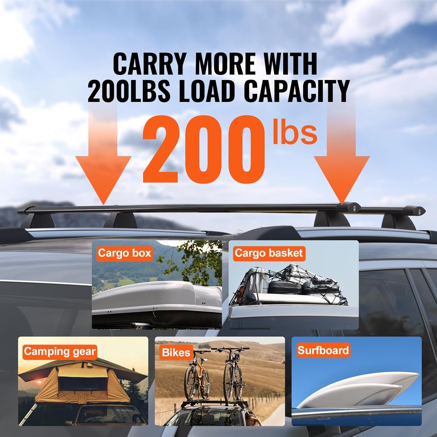 image:imageVEVOR Roof Rack Cross Bars Compatible with Toyota RAV4 20202023 160lbs Load Capacity Aluminum AntiRust Crossbars with Locks Rooftop Cargo Bag Luggage Carrier Not Fit for AdventureTRD OffRoadfor Jeep Grand Cherokee