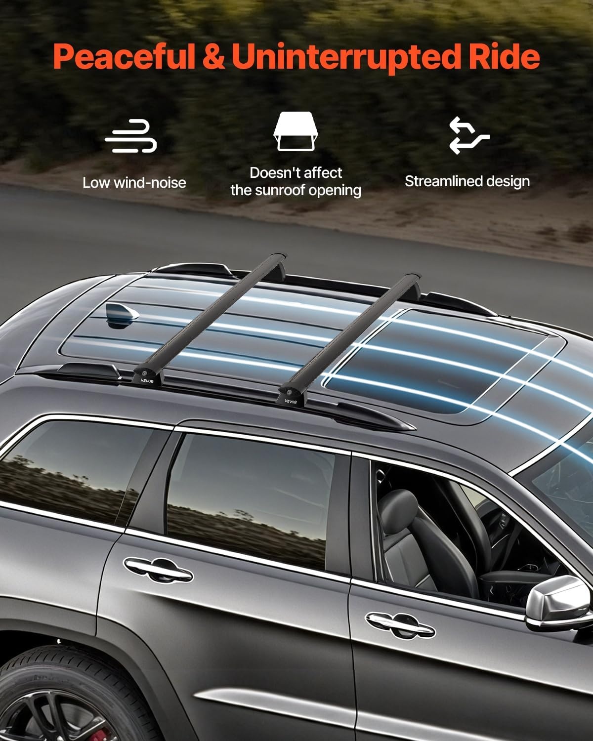 image:imageVEVOR Roof Rack Cross Bars Fits Jeep Grand Cherokee 20112021 with Grooved Side Rails 200 LBS Capacity Lockable Heavy Duty Aluminum Crossbar Racks Roof Rail Rooftop Luggage Canoefor Jeep Grand Cherokee