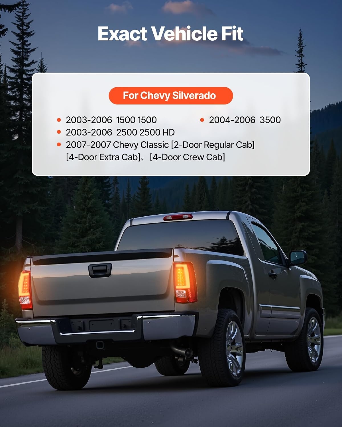 image:imageVEVOR Tail Light Assembly Compatible with 20032006 Chevy Silverado 1500 1500 HD 2500 2500 HD 3500 20072007 Chevy Classic 2PCS Driver amp Passenger Side LED Taillight Brake Lamps with Bulbs RedRed
