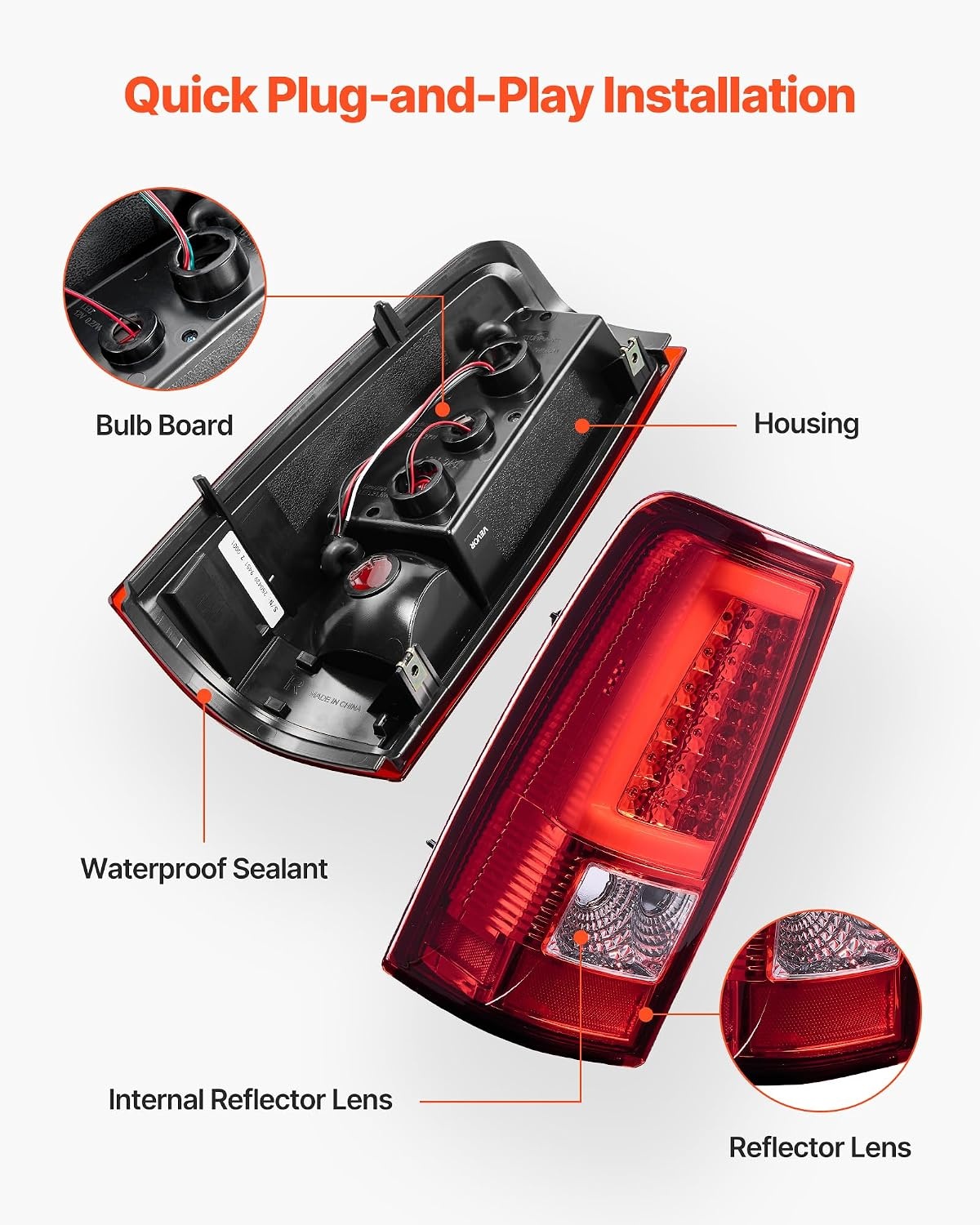 image:imageVEVOR Tail Light Assembly Compatible with 20032006 Chevy Silverado 1500 1500 HD 2500 2500 HD 3500 20072007 Chevy Classic 2PCS Driver amp Passenger Side LED Taillight Brake Lamps with Bulbs RedRed