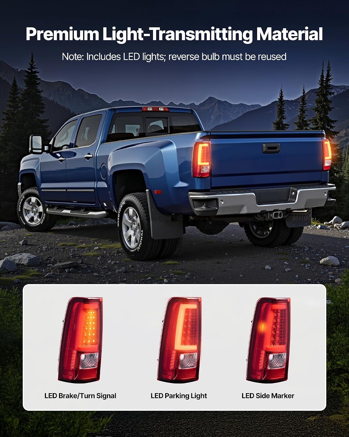 image:imageVEVOR Tail Light Assembly Compatible with 20032006 Chevy Silverado 1500 1500 HD 2500 2500 HD 3500 20072007 Chevy Classic 2PCS Driver amp Passenger Side LED Taillight Brake Lamps with Bulbs RedRed