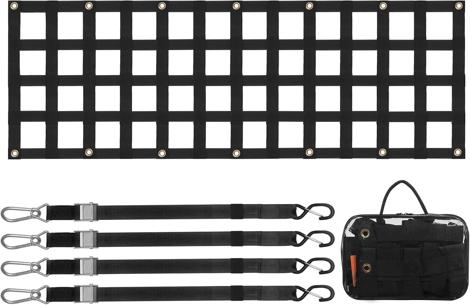 image:imageVEVOR Tailgate Net for Truck Bed 54 in x 18 in Cargo Net Durable with 4 Adjustable Buckle Straps CrossReinforced Design Extendable amp Durable Suitable for Truck Trailer Pickup Boat Jeep SUV60 in x 18 in