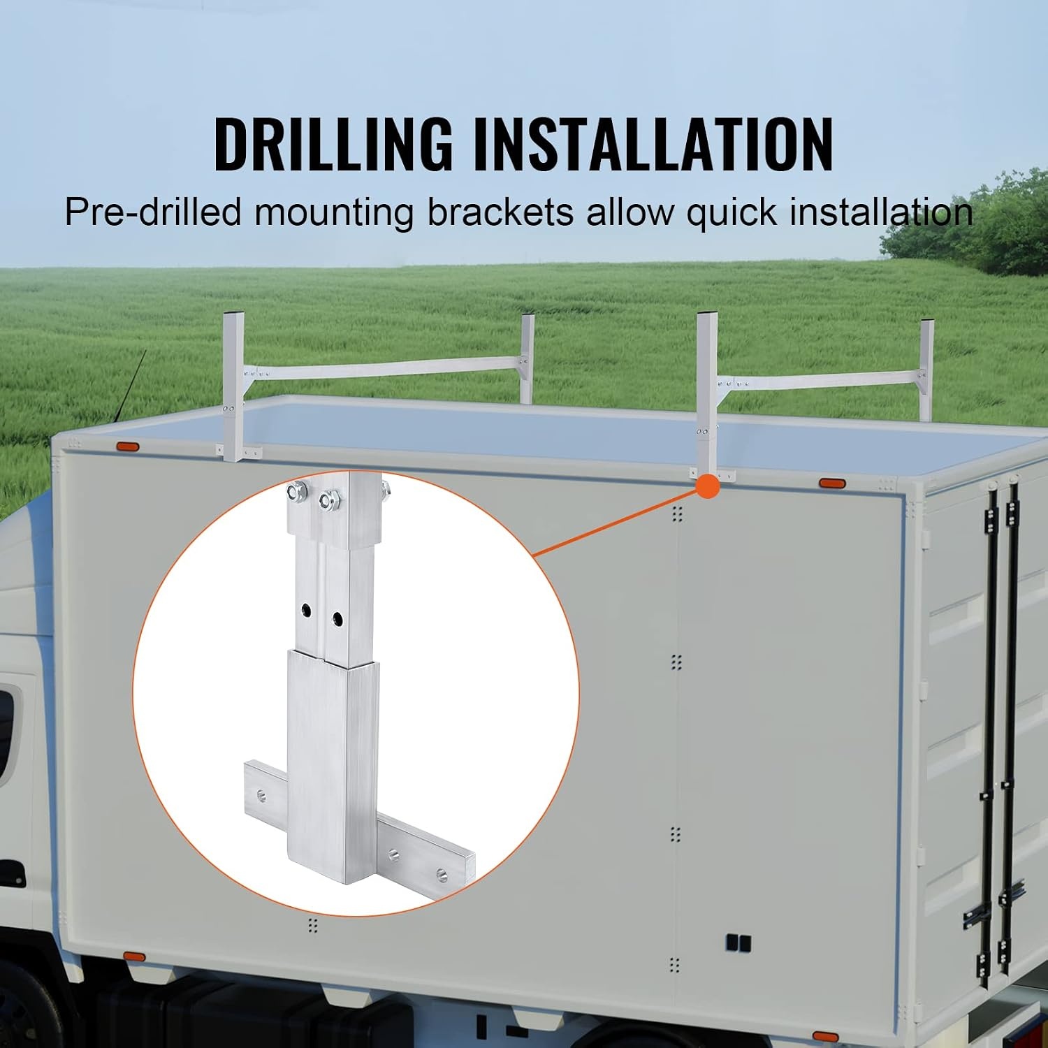 image:imageVEVOR Trailer Ladder Rack 512 to 811 Adjustable Ladder Racks for Van 400 LBS Capacity Aluminum Alloy Roof Racks Drilling Van Ladder Rack for Open and Enclosed Trailers 2 Pcs