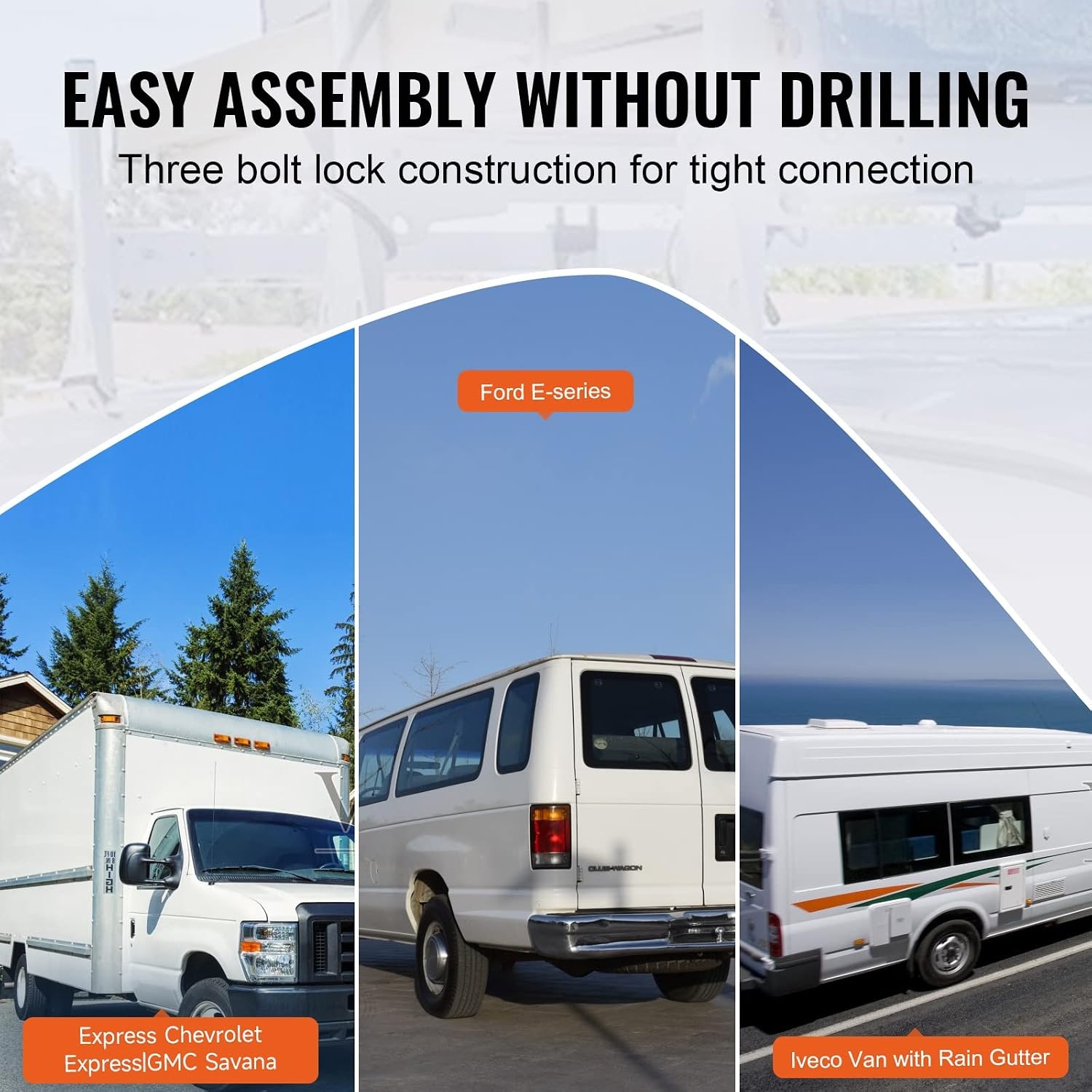 image:imageVEVOR Van Ladder Racks 472787 in Adjustable 500 lbs Capacity Alloy Steel Compatible with FullSize Vans 2 Pcs Whitefor Fullsize Vans