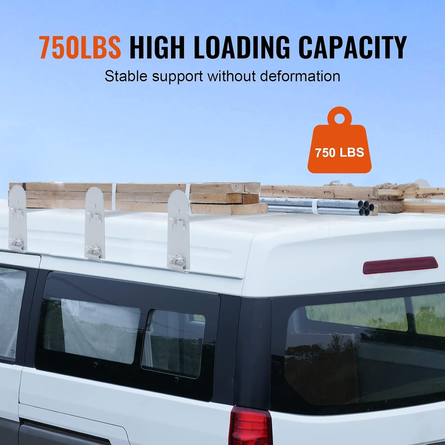 image:imageVEVOR Van Ladder Racks 472787 in Adjustable 500 lbs Capacity Alloy Steel Compatible with FullSize Vans 2 Pcs Whitefor Fullsize Vans
