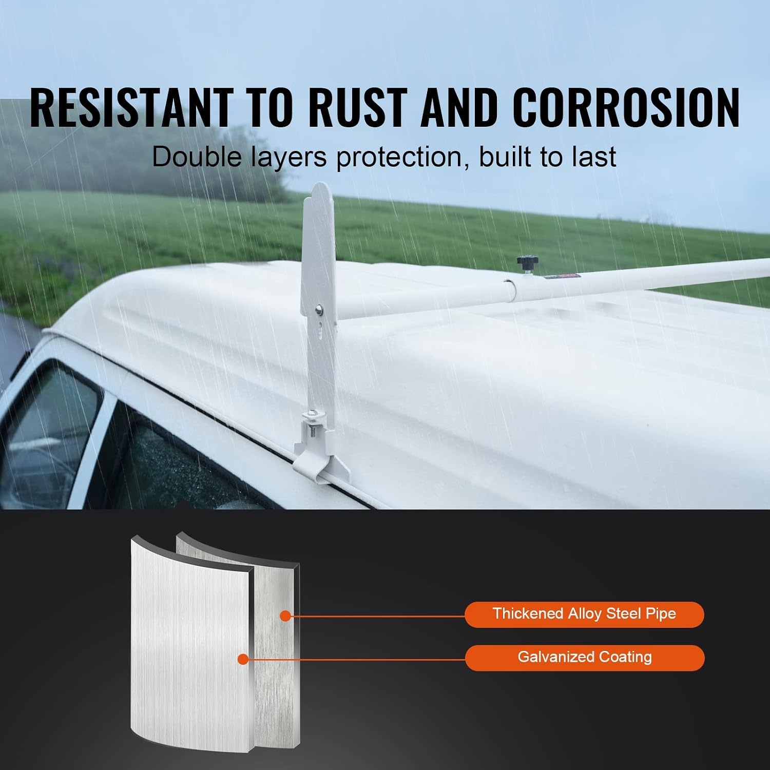 image:imageVEVOR Van Ladder Racks 472787 in Adjustable 500 lbs Capacity Alloy Steel Compatible with FullSize Vans 2 Pcs Whitefor MidLarge Size Vans