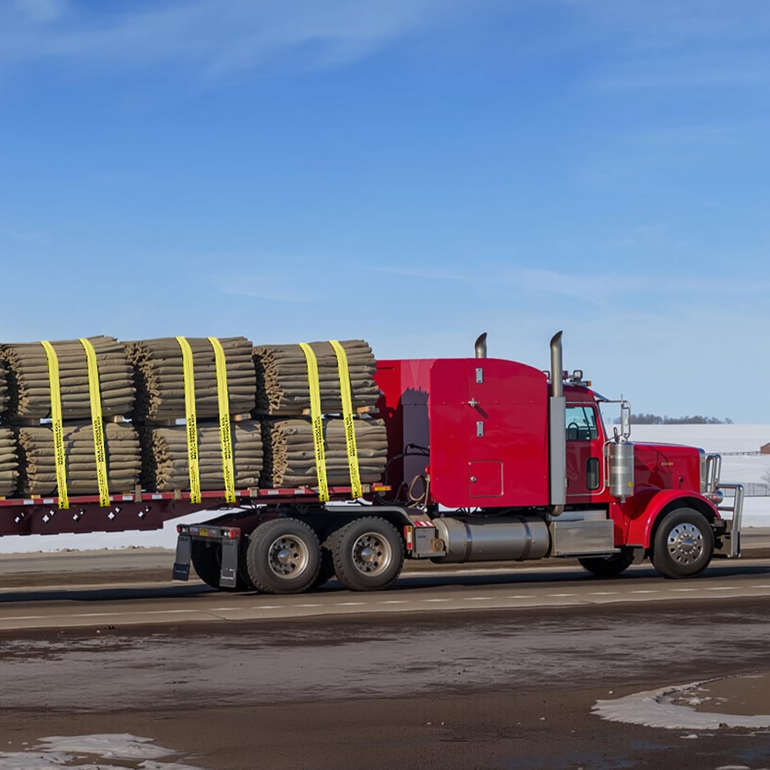 image:imageVEVOR Winch Straps 4 x 40 6000 lbs Load Capacity 18000 lbs Break Strength Truck Straps with Flat Hook Flatbed Tie Downs Cargo Control for Trailers Farms Rescues Tree Saver Yellow 10 PackYellow