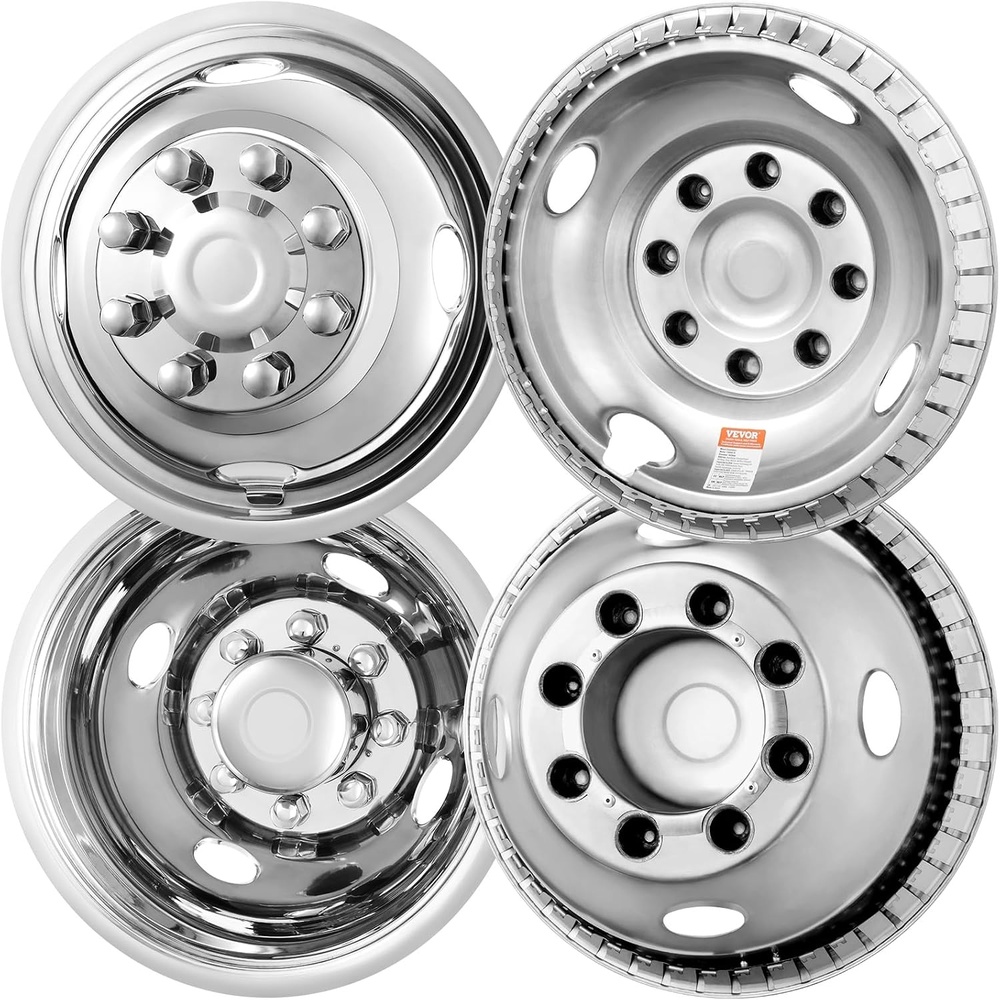 image:imageVEVOR 16inch Wheel Simulators 304 Stainless Steel Wheel Simulator Kit with Mirror Polished Finish 2 Front and 2 Rear Wheel Covers Fit for Ford F350 19741998 4 pcs16