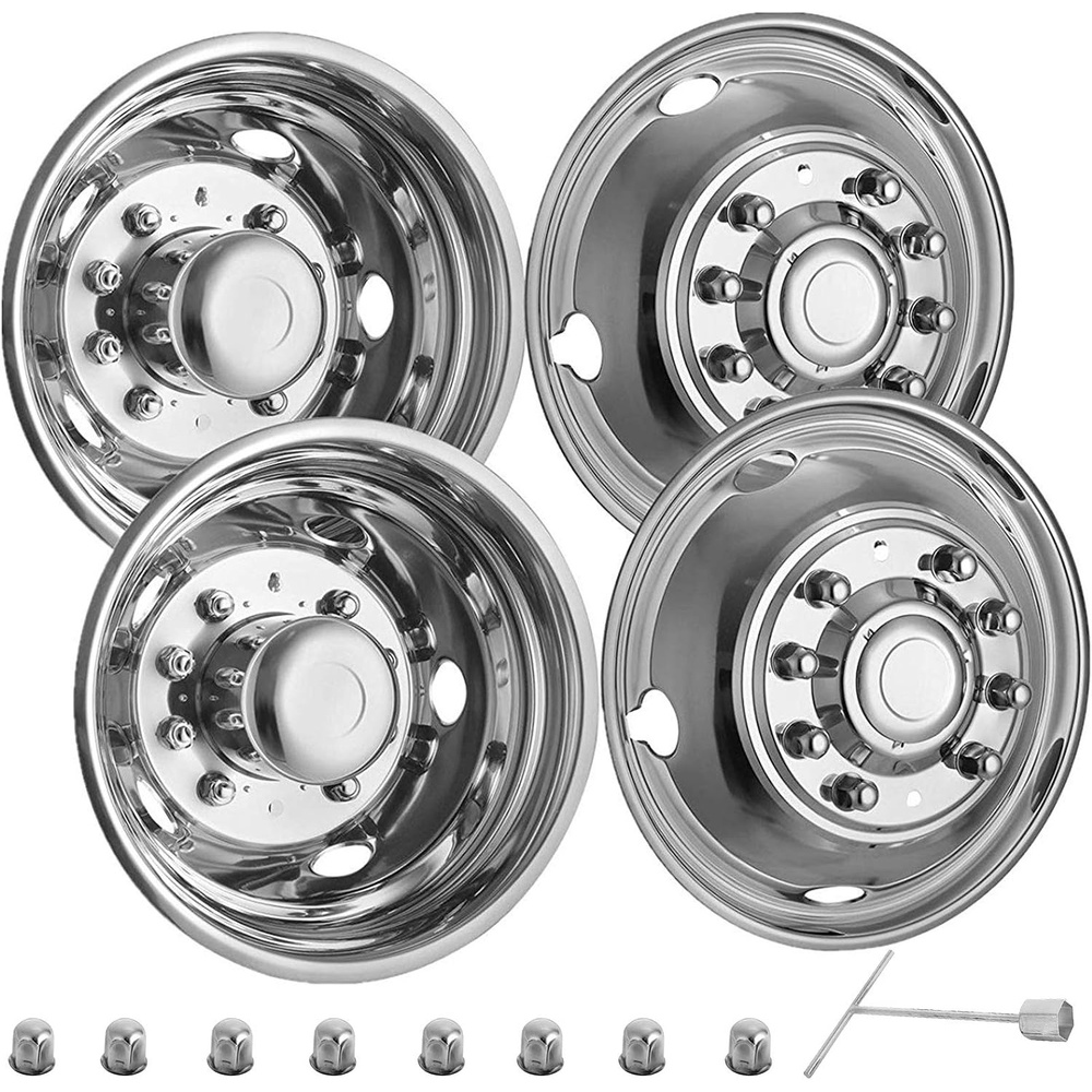image:imageVEVOR 16inch Wheel Simulators 304 Stainless Steel Wheel Simulator Kit with Mirror Polished Finish 2 Front and 2 Rear Wheel Covers Fit for Ford F350 19741998 4 pcs195