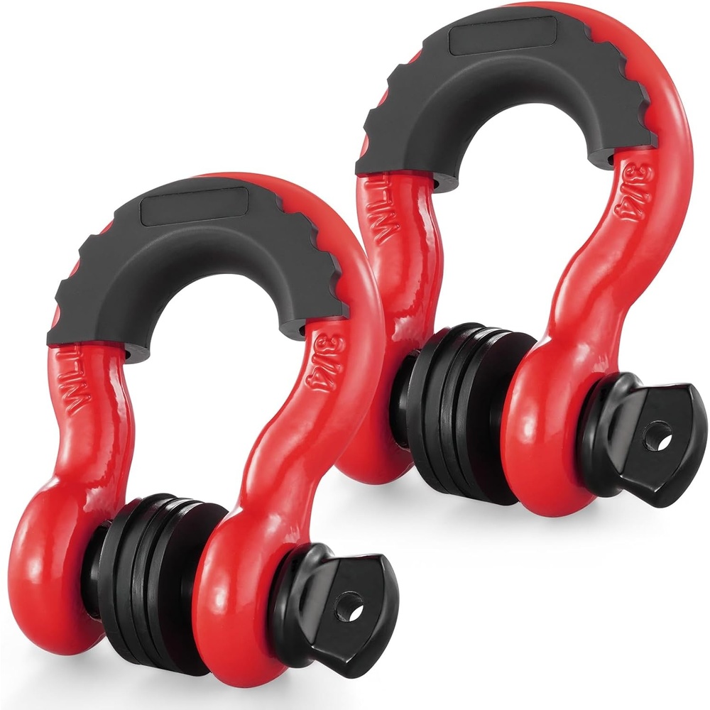image:imageVEVOR 34 D Ring Shackle Black Shackles for Truck with 78 Screw Pin 62832 lbs 285 Ton Break Strength Red Isolator Washers Kit Winch Towing Shackle for Truck Jeep Heavy Duty Off Road RecoveryRed