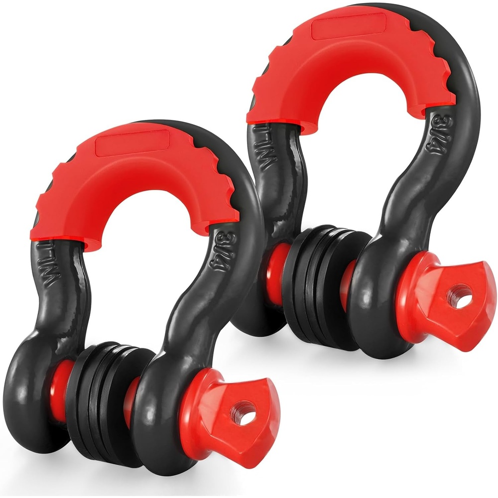 image:imageVEVOR 34 D Ring Shackle Black Shackles for Truck with 78 Screw Pin 62832 lbs 285 Ton Break Strength Red Isolator Washers Kit Winch Towing Shackle for Truck Jeep Heavy Duty Off Road RecoveryBlack