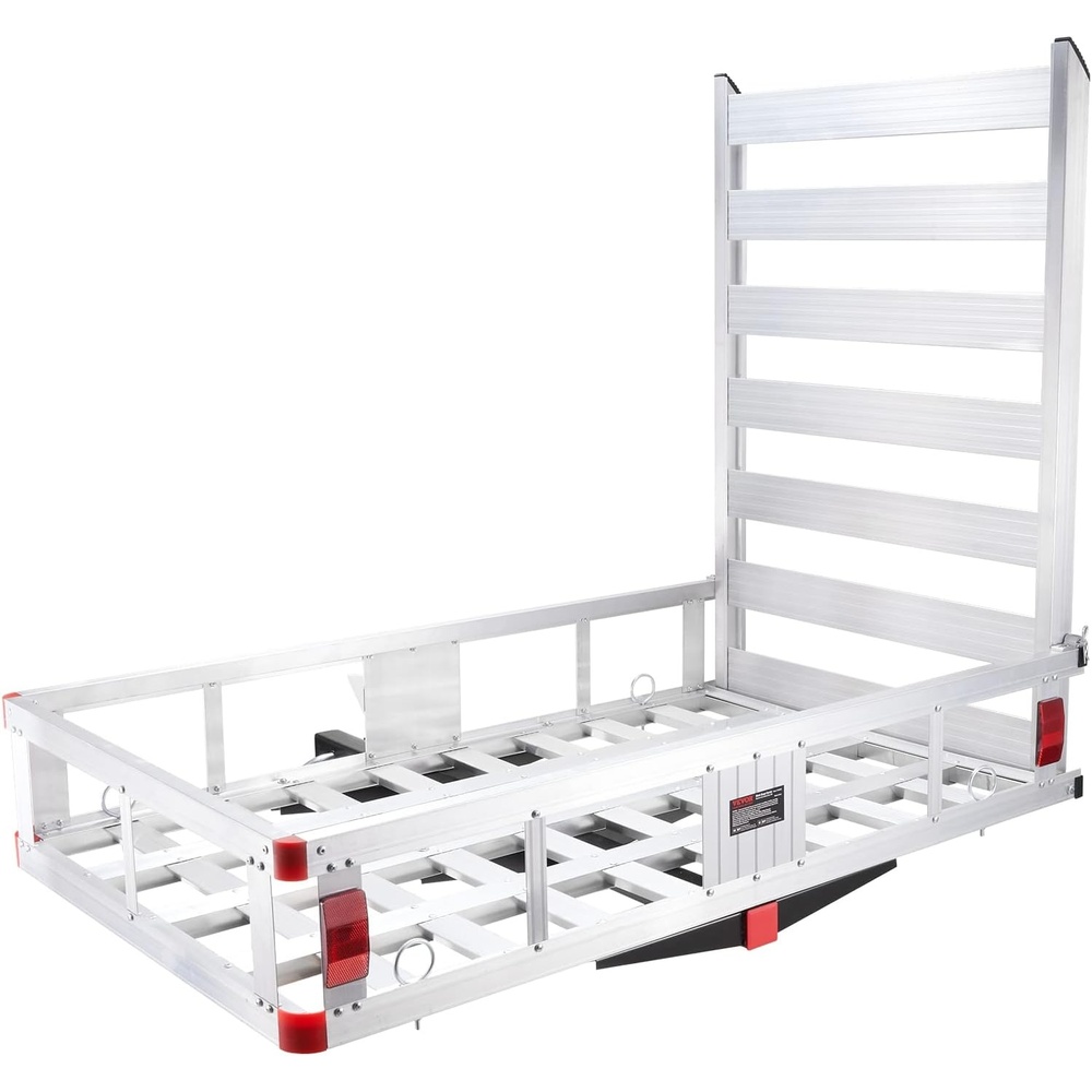 image:imageVEVOR 494 x 224 x 71 in Hitch Cargo Carrier 500lb Capacity Trailer Hitch Mount Aluminum Cargo Basket Luggage Carrier Rack Fits 2 Hitch Receiver for SUV Truck Pickup CampingWith Ramp