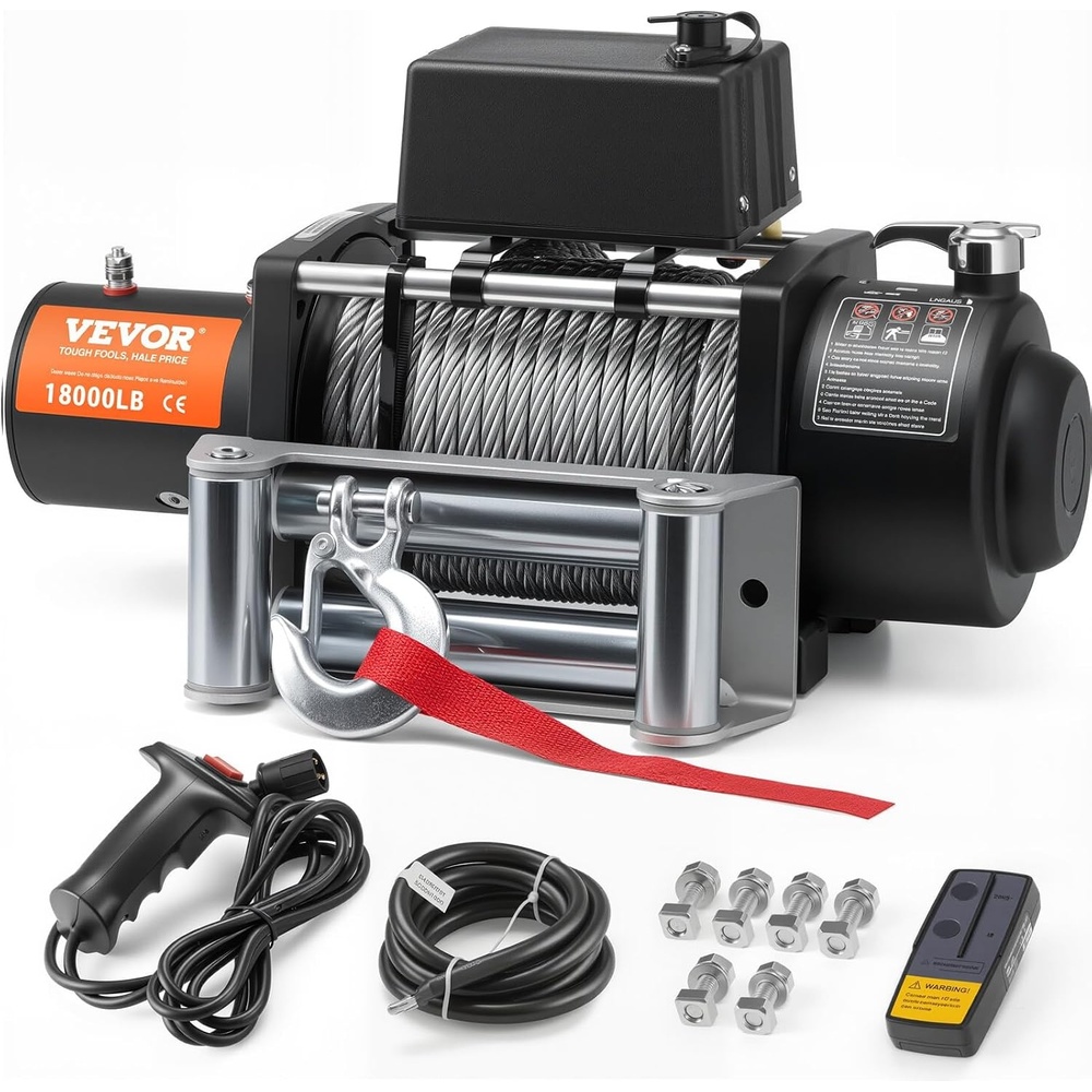 image:imageVEVOR ATV Winch 3000 lb Electric Winch 12V Small ATV UTV Winch with 316 in x 39 ft Steel Cable Roller Fairlead Wired Remote Control IP55 Waterproof for Towing UTV ATV Car Vehicle OffRoad18000 lbs