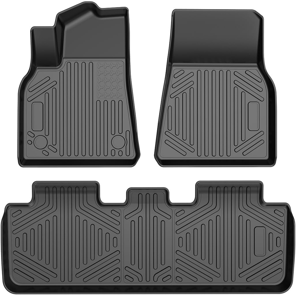 image:imageVEVOR Automotive Floor Mats Fits for Toyota RAV4 Not for Hybrid or Prime 20192024 3 pcs Front and 2nd Row Liners All Weather Custom Fit TPE Vehicle Floor Mats Easy to Clean for SUV BlackTesla Model Y