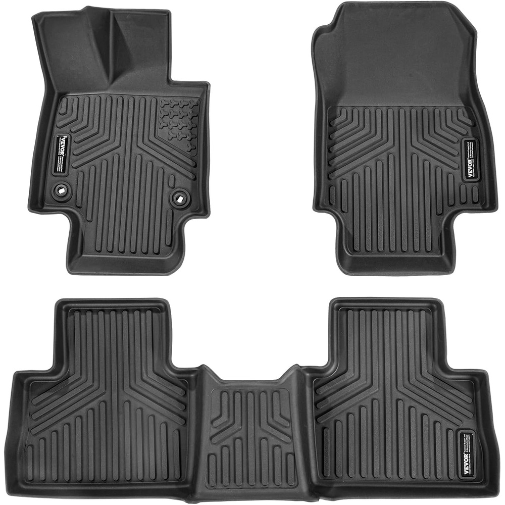 image:imageVEVOR Automotive Floor Mats Fits for Toyota RAV4 Not for Hybrid or Prime 20192024 3 pcs Front and 2nd Row Liners All Weather Custom Fit TPE Vehicle Floor Mats Easy to Clean for SUV BlackToyota RAV4