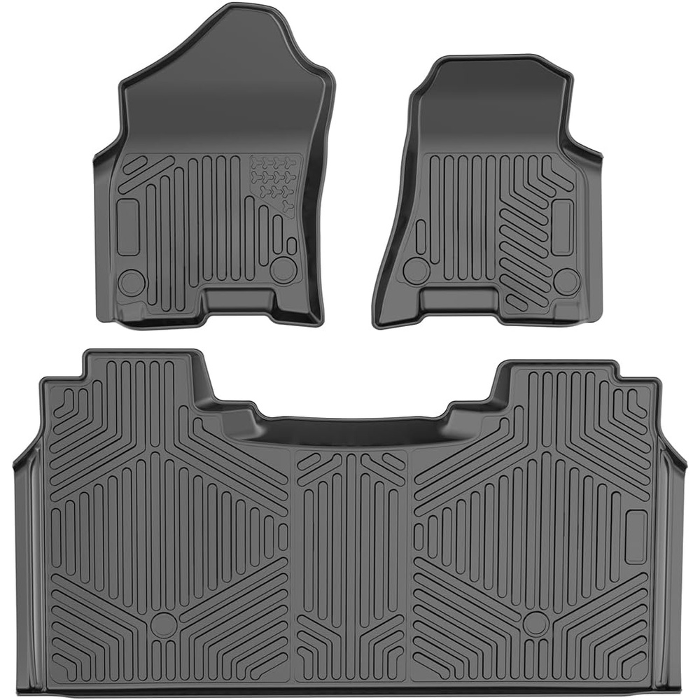 image:imageVEVOR Automotive Floor Mats Fits for Toyota RAV4 Not for Hybrid or Prime 20192024 3 pcs Front and 2nd Row Liners All Weather Custom Fit TPE Vehicle Floor Mats Easy to Clean for SUV BlackDodge Ram 1500