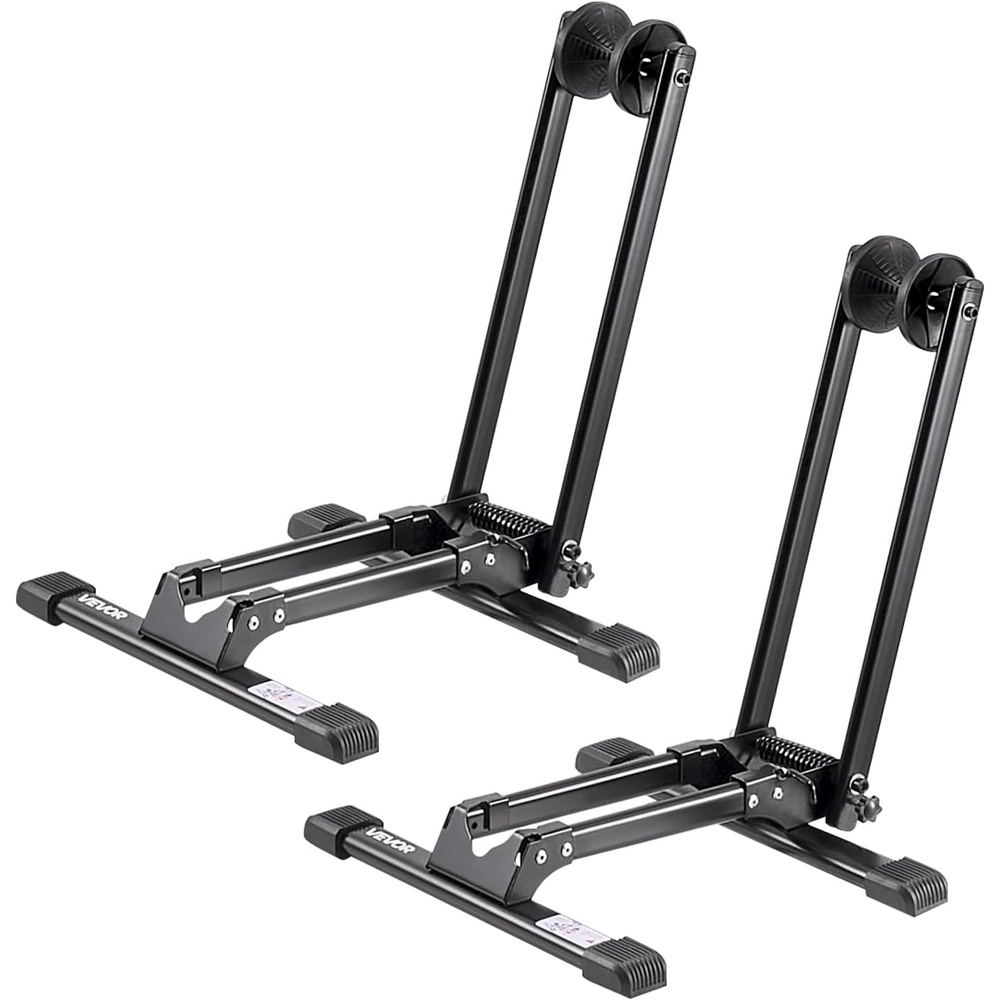 image:imageVEVOR Bike Racks 2 Pack Fits 20 to 27 Inch Mountain amp Road Bikes Alloy Steel RustResistant Bike Floor Stand Rack Foldable Bicycle Stand for Entryway Garage Home Bikes Parking amp Storage Black2 Bike Rack