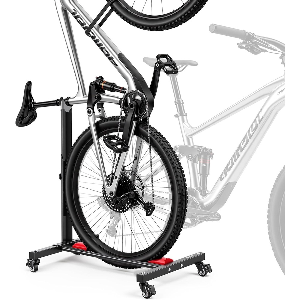 image:imageVEVOR Bike Stand Freestanding Vertical amp Horizontal Bike Storage Rack with Lockable Casters Height Adjustable Carbon Steel Upright Garage Bicycle Floor Stand for 2029 in Wheel Diameters Black1