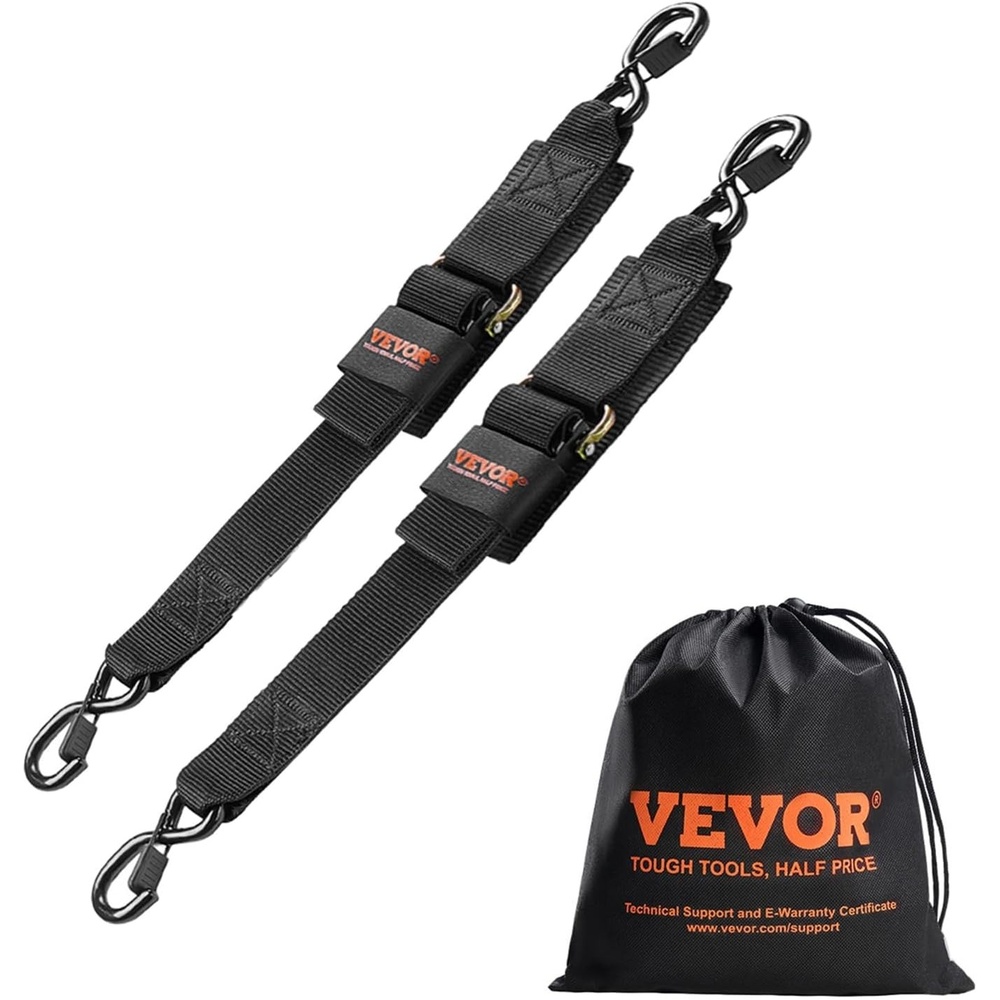 image:imageVEVOR Boat Trailer Transom Straps 2PK 2 x 48 Adjustable Boat Straps 1500lb Break Strength with Security Lock S Hooks Transom Tiedowns for Trailer or Kayak Secure
