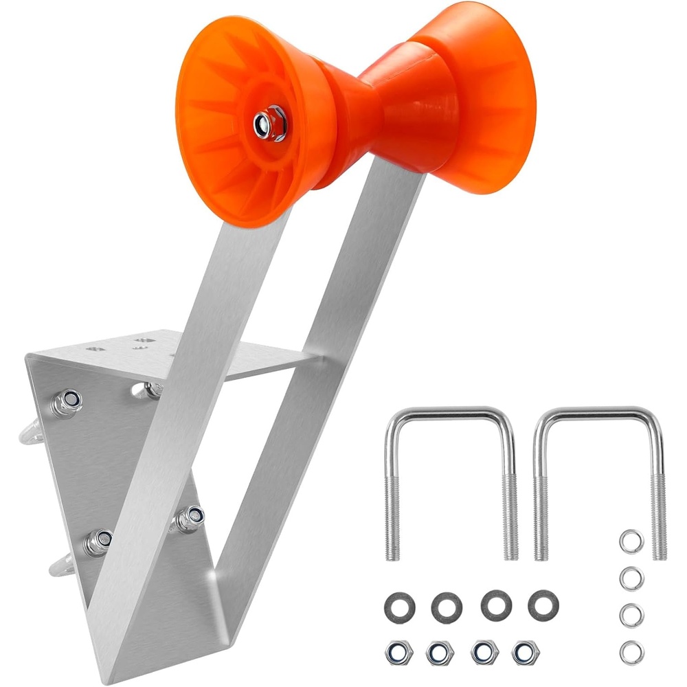 image:imageVEVOR Boat Trailer Winch Stand 2 to 3inch Winch Posts Boat Trailer Winch Seat with TPU Orange Roller amp UBolts Suitable for Jet Ski Sailboat Fishing Boat Speedboat Galvanized Silver