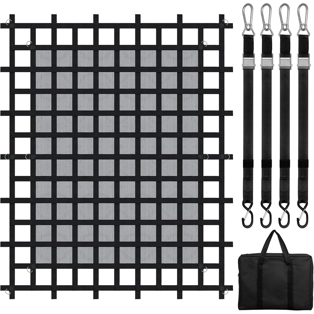 image:imageVEVOR Cargo Net with Mesh 8 x 67 Cargo Net for Pickup Truck Bed Heavy Duty Cargo Nets with Cam Buckles amp SHooks amp Cross Strap Truck Bed Cargo Net for Trailer SUV Jeeps96 x 80Polyester