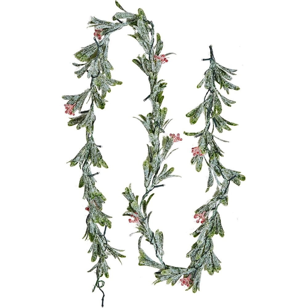 image:imageVEVOR Christmas Garland 66FT Realistic Greenery Decorated with Vines Olive Leaves and Berries Evergreen Faux Garlands with Light String for Indoor Outdoor Xmas Decoration on Mantel Fireplace