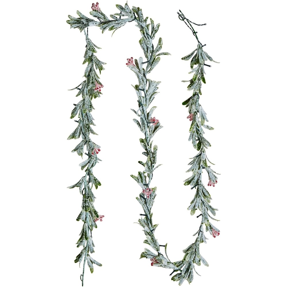 image:imageVEVOR Christmas Garland 9FT Realistic Greenery Decorated with Vines Olive Leaves and Berries Evergreen Faux Garlands with Light String for Indoor Outdoor Xmas Decoration on Mantel Fireplace