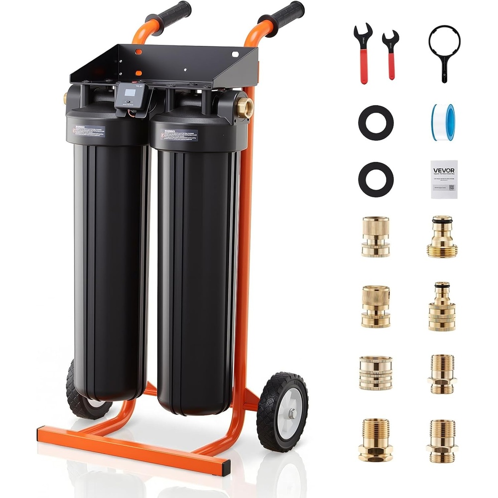 image:imageVEVOR Deionized Filter for Spotless Car Wash System 2 x 4L MixedBed DI Resin Filter Replacement  Compatible with PRS207SLXC PRSTCXC PRSTCXCPT PRS207XCGB Deionized Water SystemDeionizer with Portable Cart