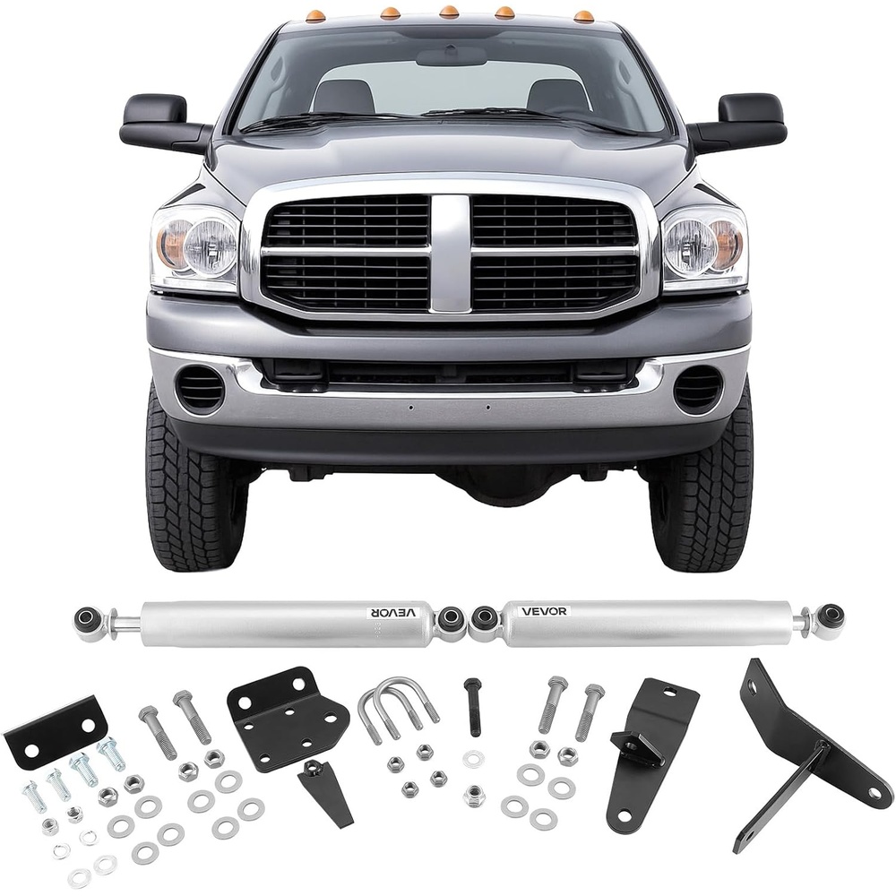 image:imageVEVOR Dual Steering Stabilizer for 20032012 Dodge Ram 25003500 4WD Dual Steering Stabilizer Kit Fits with 2 Inches of Suspension Lift or Higher Enhanced Control amp Reduced Vibration Easy Install20032012 Dodge Ram