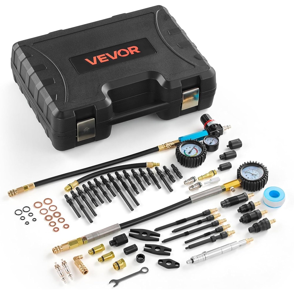 image:imageVEVOR Engine Cylinder Compression Tester Kit 0700 PSI Pressure Gauge amp 0100 PSI Leak Gauge Automotive Leak Down Tester Kit with 4 Adapters Pressure Check amp Leakage Rate Test on Cars Motorcycles