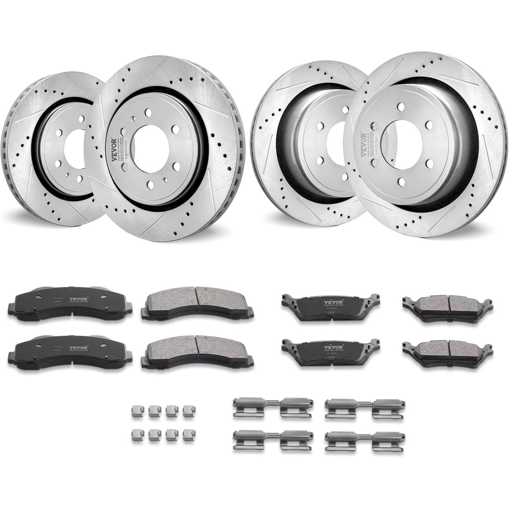 image:imageVEVOR Front and Rear Brake Kit Compatible with 20072013 Acura MDX 20102013 Acura ZDX 20092014 Honda Pilot Drilled and Slotted Brake Rotors Ceramic Brake Pads Replacement Kit 13 in FrontS54153  S54186